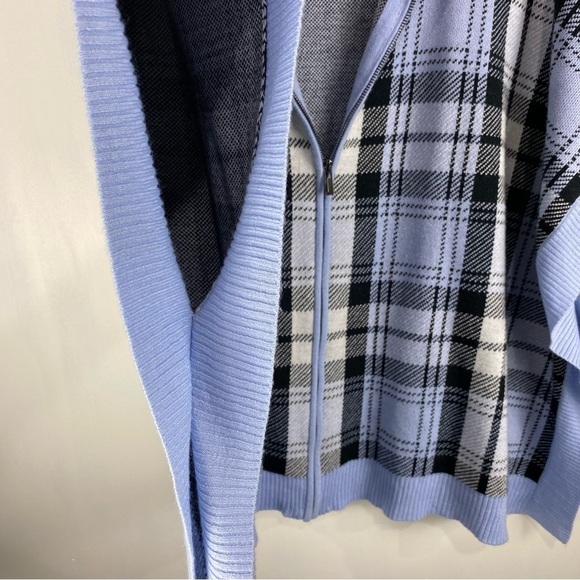 Jones New York Signature Plaid Flowy Full Zip Up Sweater Poncho Size Large/XL - Picture 3 of 6